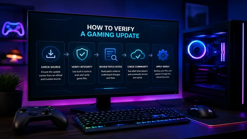 Gamer verifying game updates using official sources