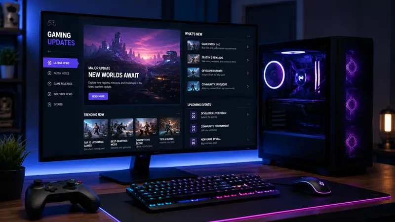Modern gaming setup representing gaming news and game updates